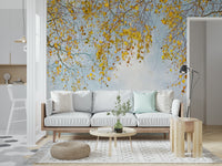 Sublime Autumn Hues Woodland wall mural, ethereal light, perfect decor.
