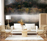 Ethereal Waters Edge, dreamy woodland wallpaper installation.