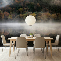 Wall mural, woodland edge reflected, tranquil atmosphere.