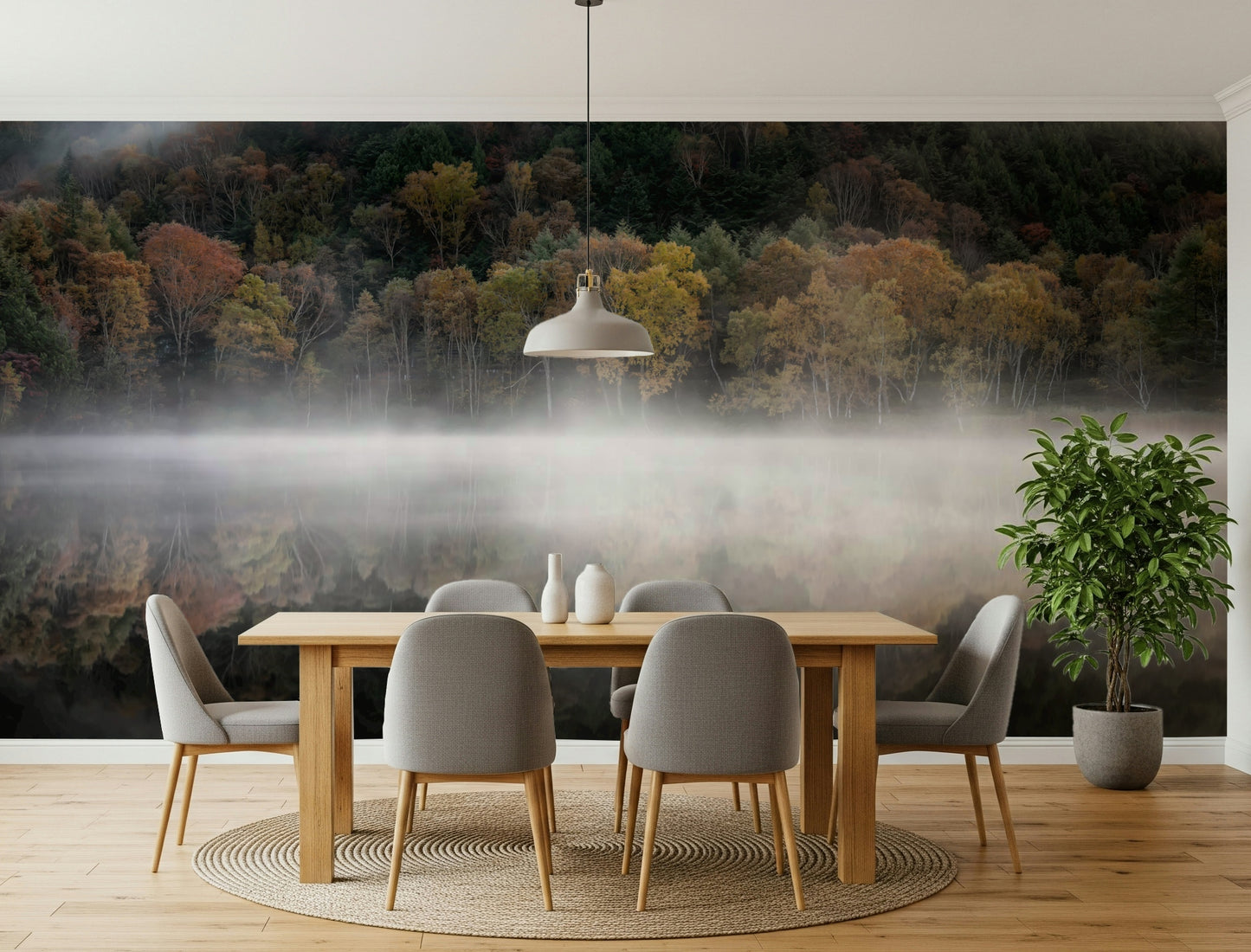 Wall mural Reflection, beautiful woodland fall colors display.