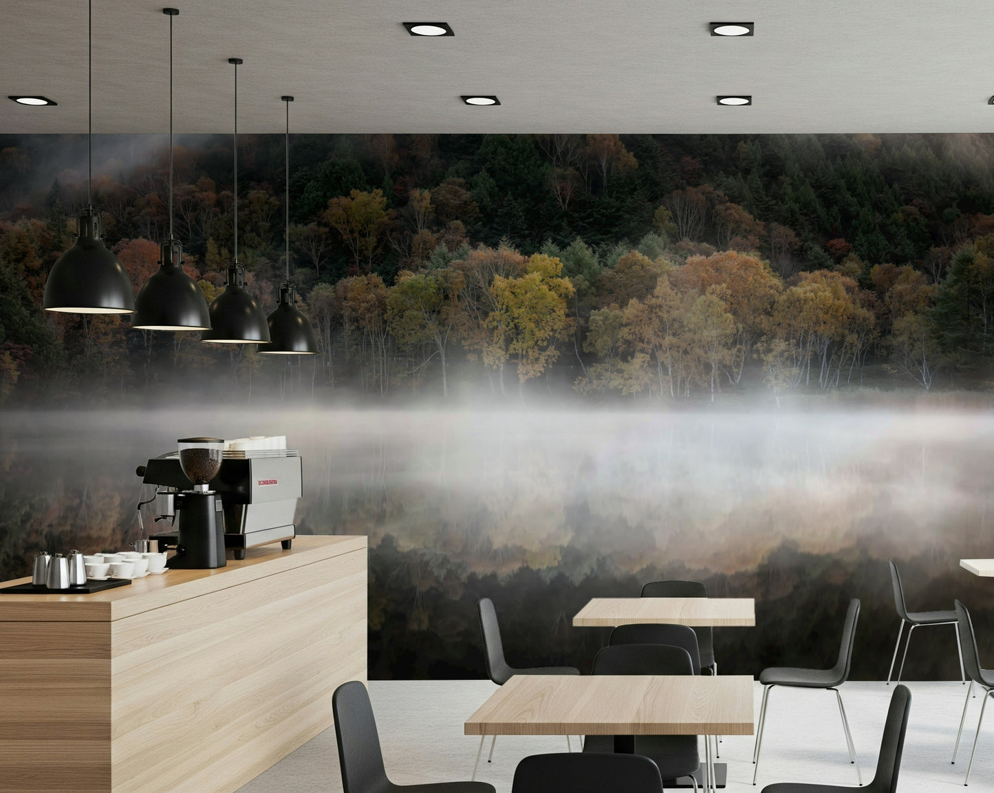 Enchanted Mist Reflection wall mural, still water surface details.