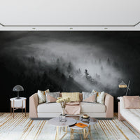 Wall mural Island Fog, deep woods photo art with foggy patch.