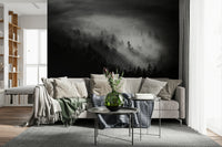 Luminous Fog wallpaper for walls, atmospheric glow forest design.
