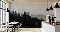 Enchanting Canyon Woodland Haze, gloomy forest, a scenic mural.