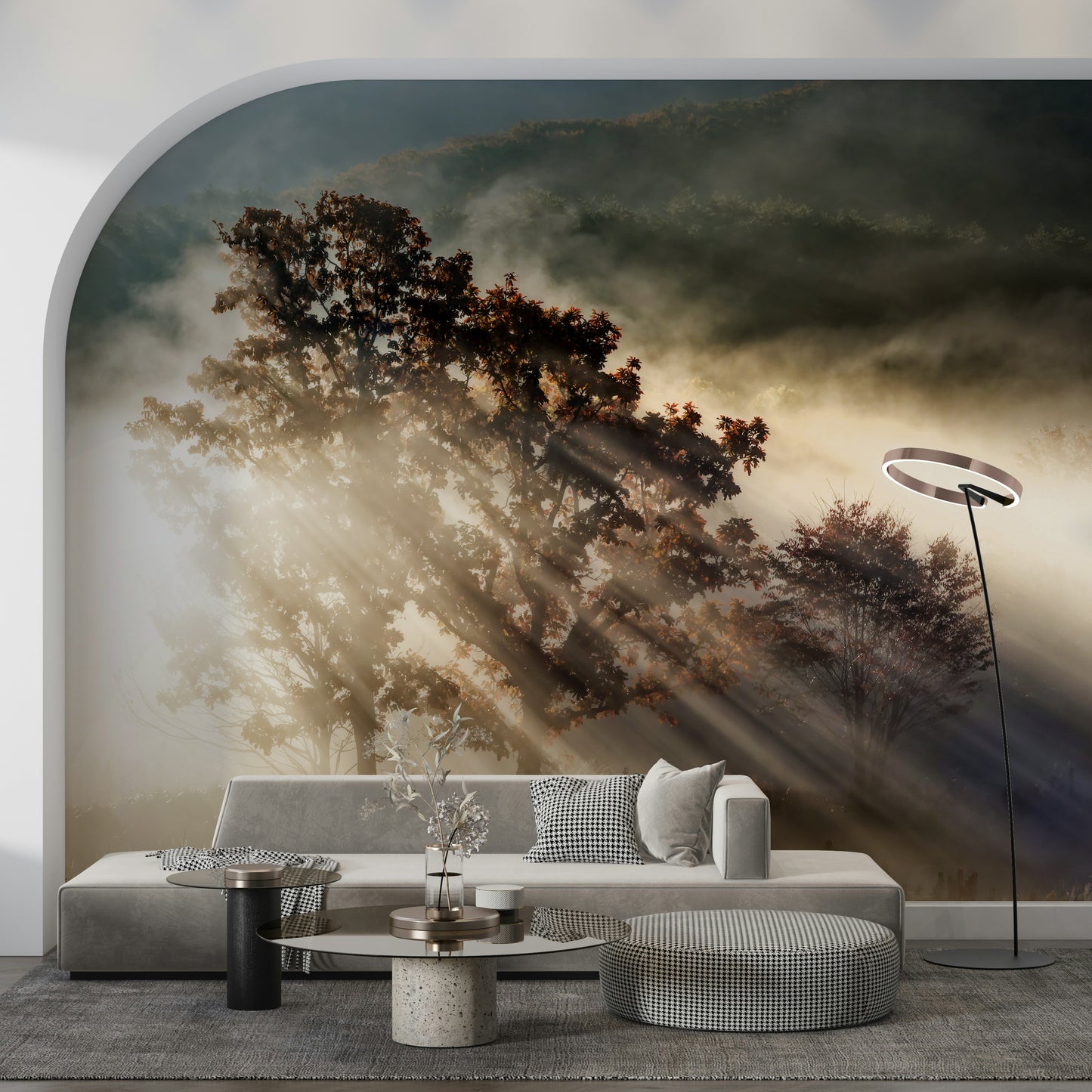 Breathtaking woodland scene, forest wallpaper, calming rural image effect.