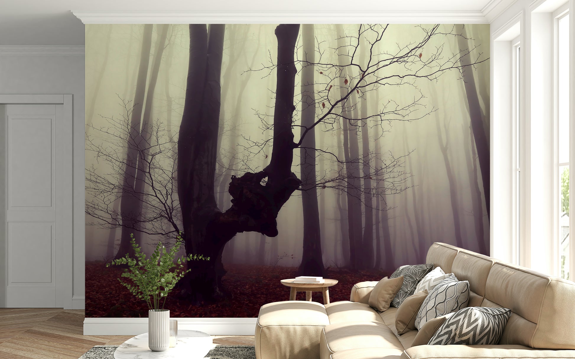 Captivating Gothic forest design, misty woods, spooky home decor.