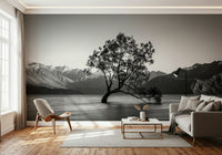 Solitary Woodland wall decor capturing quiet isolation of nature in grayscale.
