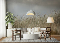 Soft wispy hay stems detailed in Woodland Dune Grass wallpaper design.