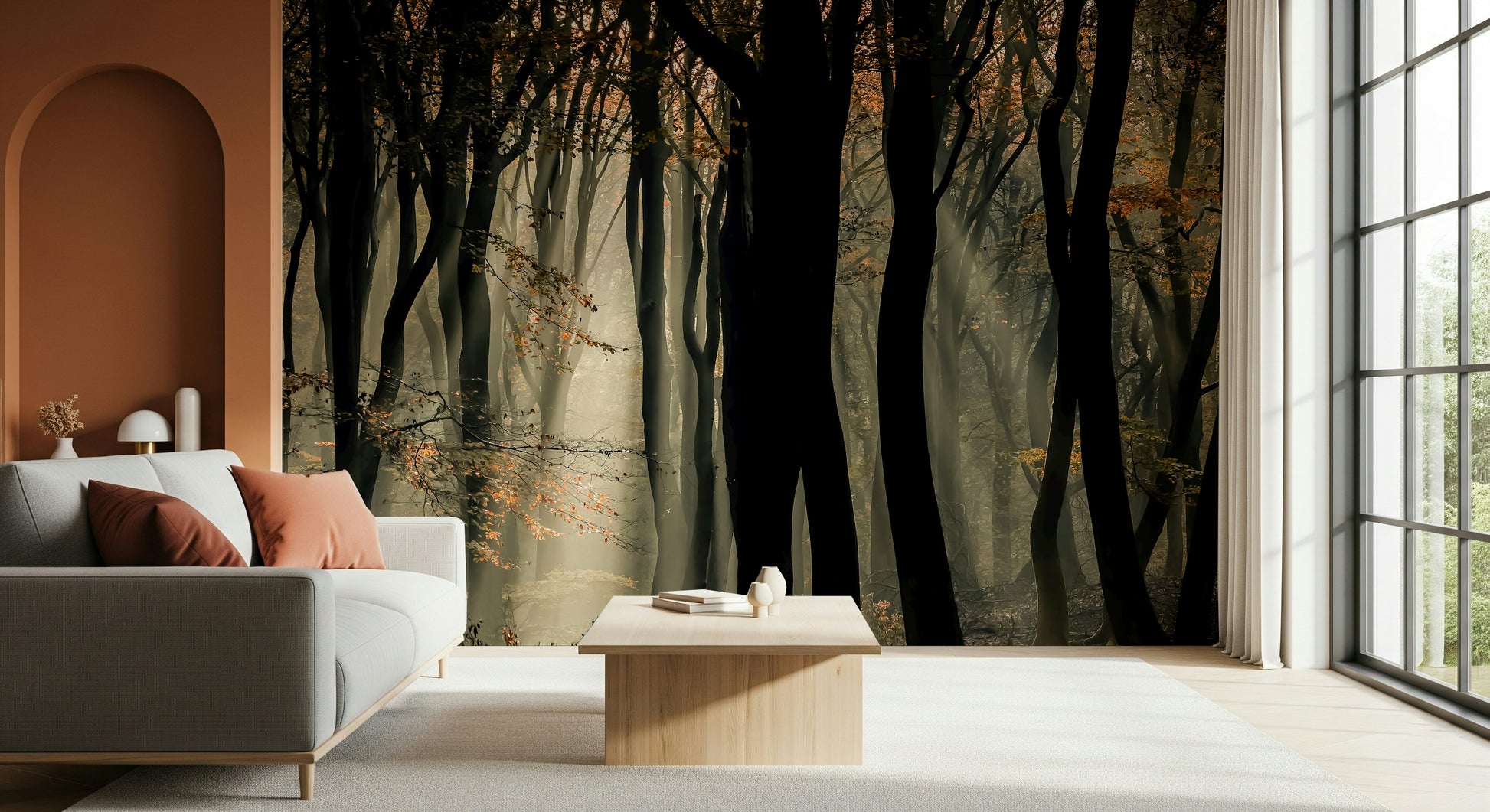 Majestic dark trees, photographic wallpaper, incredible Mystic Woods.