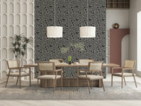 Wall mural Gray Folk, stylized flowers, calm neutral palette.