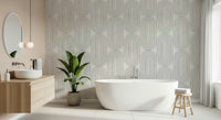 Vertical line Arch pattern, retro wallpaper for walls, trending home decor look.