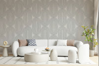 Curved geometric Retro Arches wallpaper, artistic, contemporary interior design.
