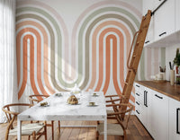 Wave pattern Archway wallpaper, serene, artistic interior design element.