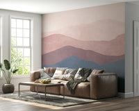 Bohemian Mountain Dreams wall mural. Earthy tones range display. Unique wall pattern.