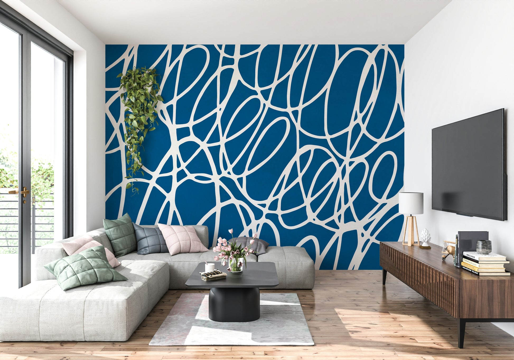 An expressive, contemporary wall covering, featuring a Scribble artwork look.