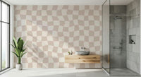 Soft Wavy Checkered Dream fluid squares neutral colors bedroom wall.