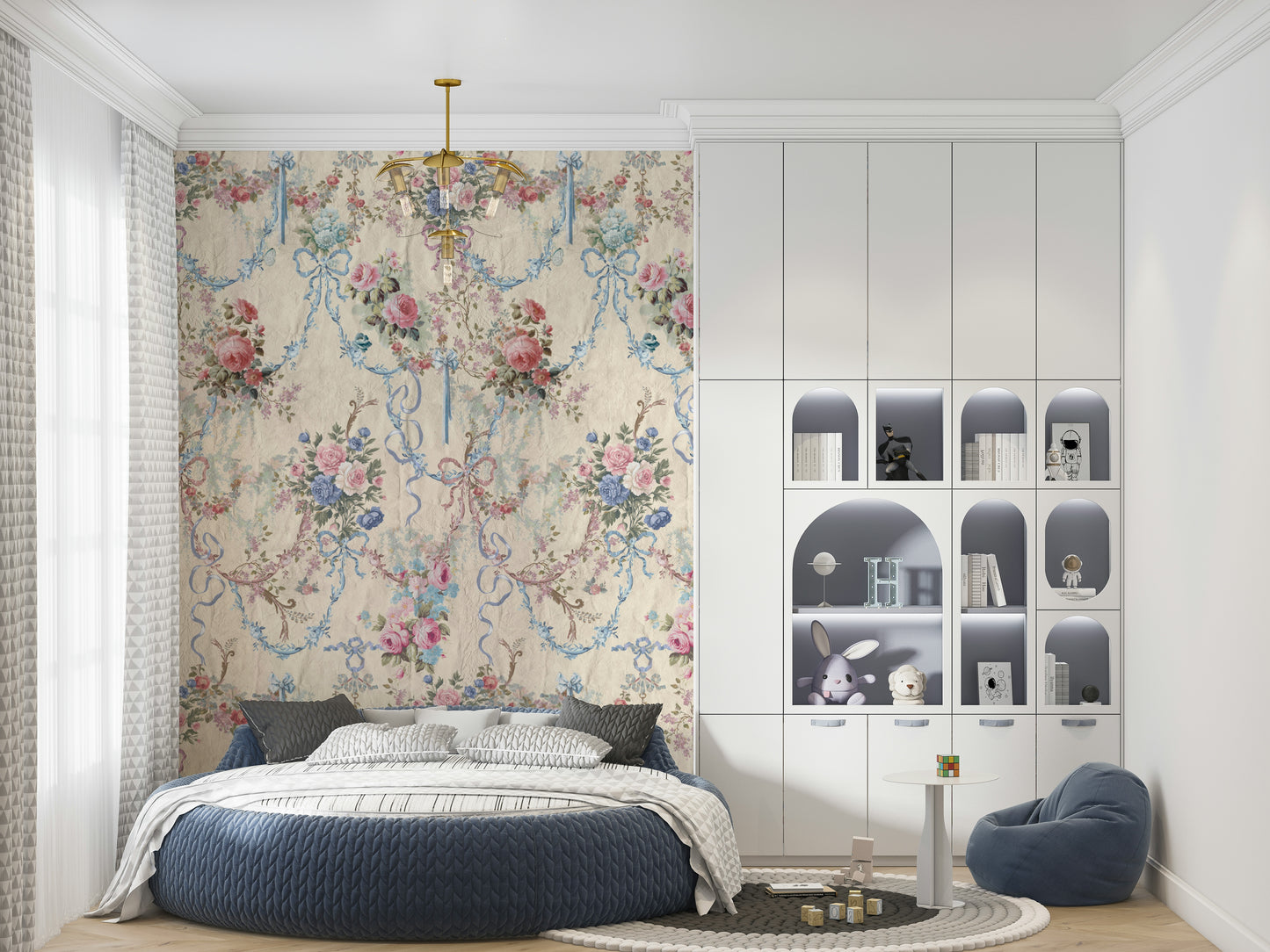 Ribbon Rose Serenade Chinoiserie Wallpaper⁠