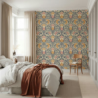 Premium Bloom Damask wall mural. Traditional yet fresh decorative home accent.