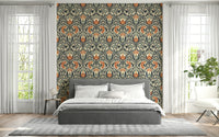 Grandeur scrollwork wall mural, sophisticated floral pattern, Timeless Floral.