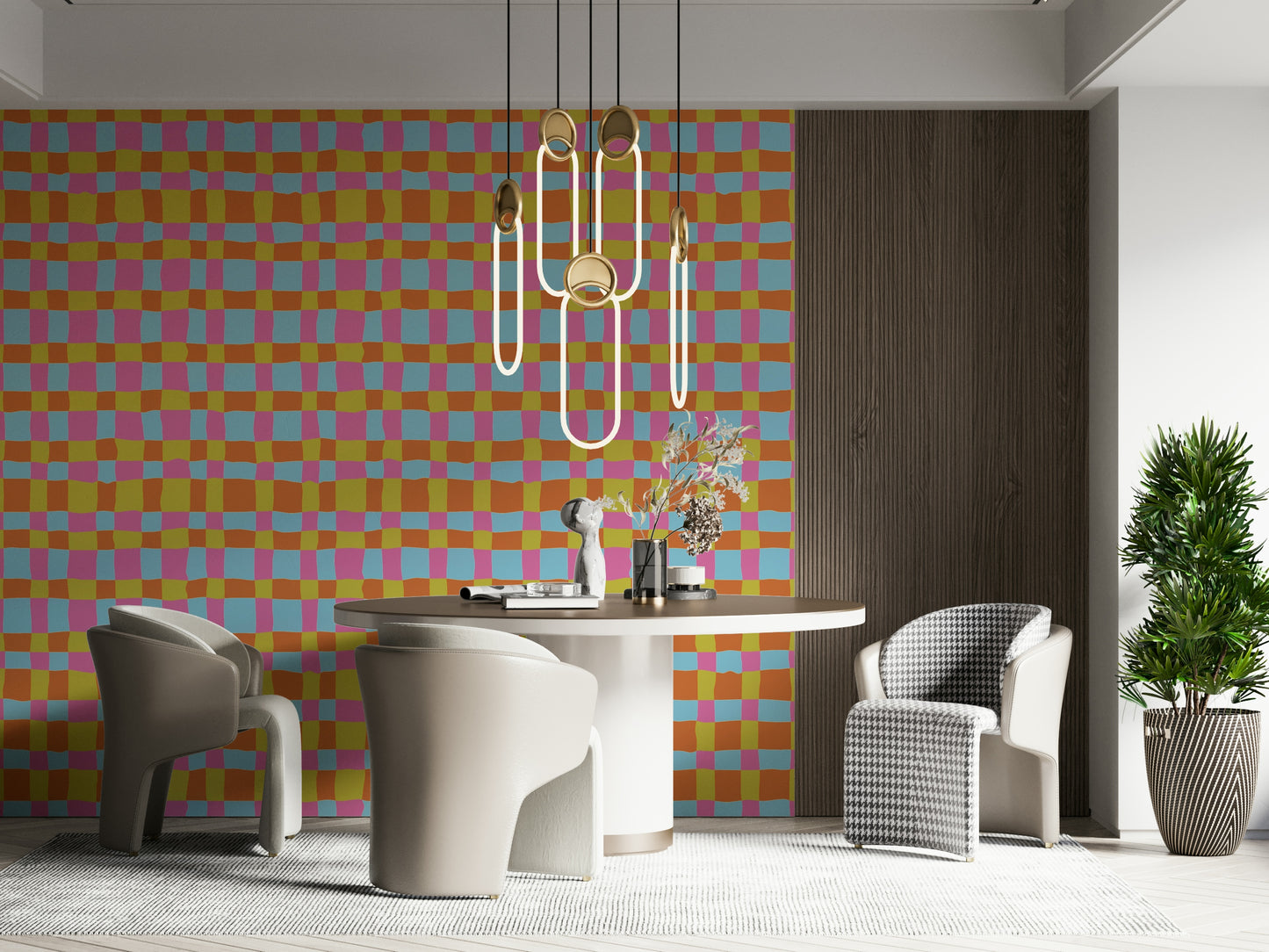 Wall mural, Vibrant Quilt Blocks, motley squares, charming irregular lines.