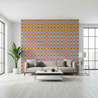Wall mural, Vibrant Quilt Blocks, bold and blustery, energetic visual.