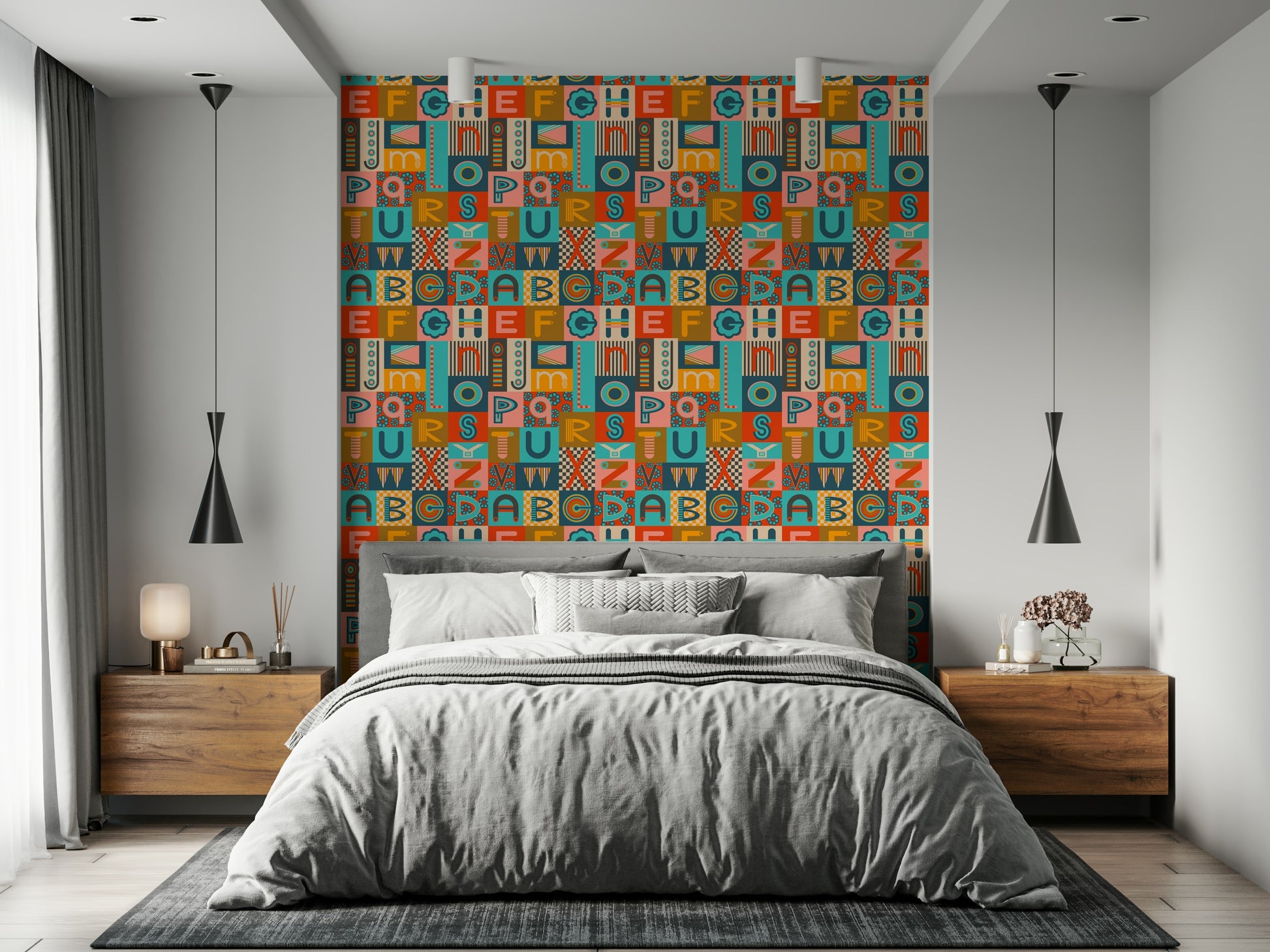 ABCs Postmodern Lettering wallpaper wicked retro palette stylish educational graphic dope.