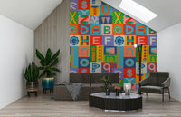 Colorful Lettering Rainbow Brights accent ABCs decorative panel.