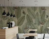 Monochrome faded greens for Jungle Life Antique elegant wallpaper.