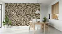 Light academia floral wall covering Faded Tropical Floral peelable.