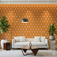 Sunny orange and blush repeating wallpaper for walls.