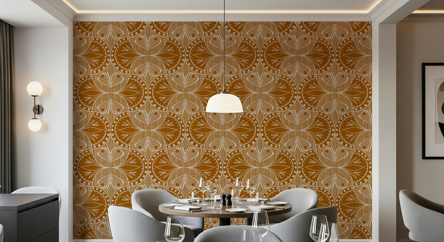 Elegant stylized insect leaf wall mural vintage graphic design appeal.