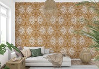 Delicate Art Nouveau wallpaper for walls with floral moth design.