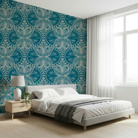 Vintage inspired butterfly design wallpaper, intricate floral symmetry.