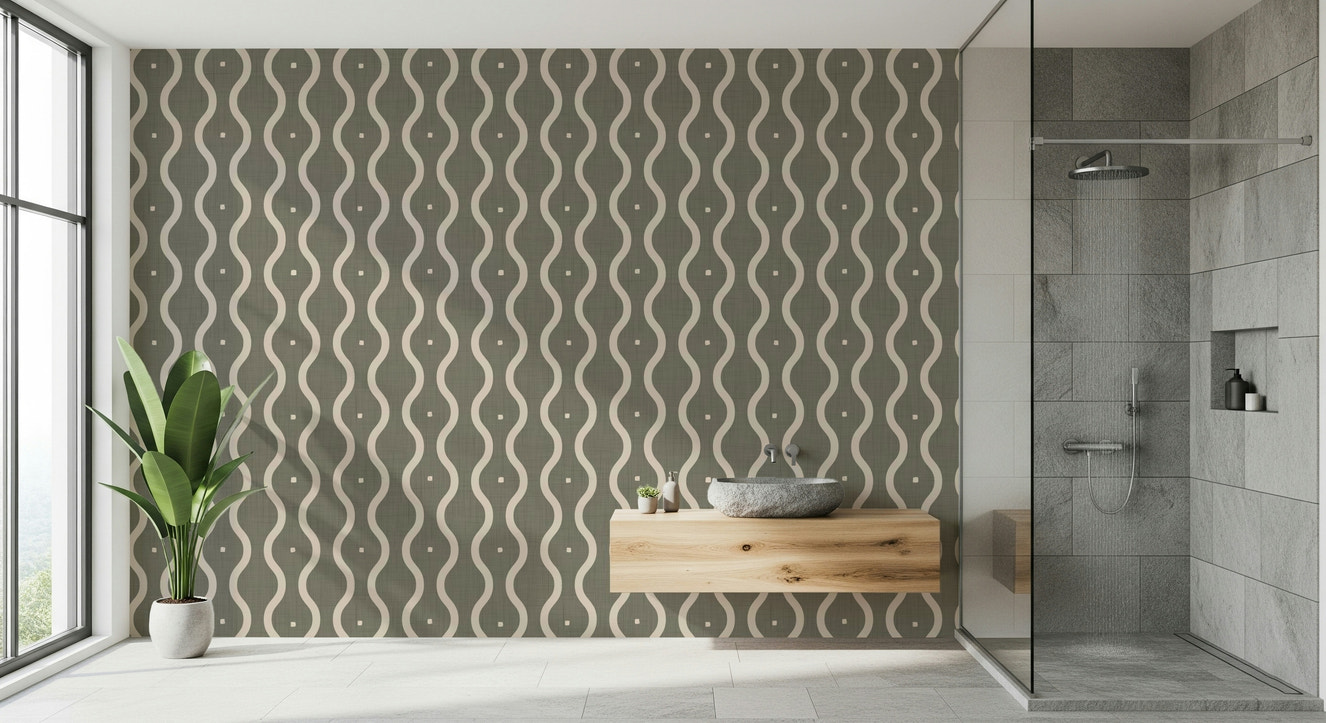 Abstract texture Retro Rhythm Taupe mural wallpaper geometric flow vintage apartment