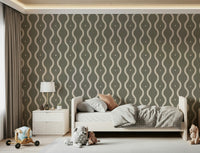 Modernist flow Retro Rhythm Taupe removable wallpaper taupe color geometric motif