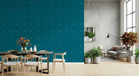 Chic woven look square design Teal wall mural.