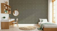 Subtle dot square motif wall mural taupe shade.