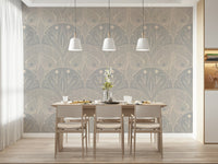 Luxury floral butterfly art wallpaper grey beige unique paper.