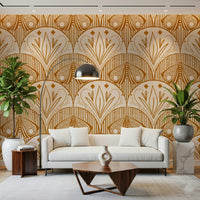 Boho Art Nouveau or Scallop Butterfly wallcovering, terracotta, intricate, mystical art.