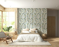 Artistic Azure Bloom Trail removable wallpaper lovely home décor piece.