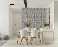 Elegant leafy branch Blue Blossom Trail wallpaper indigo bloom nursery art