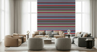 Dramatic Playtime Stripes mural, rich tones, colorful room decoration.
