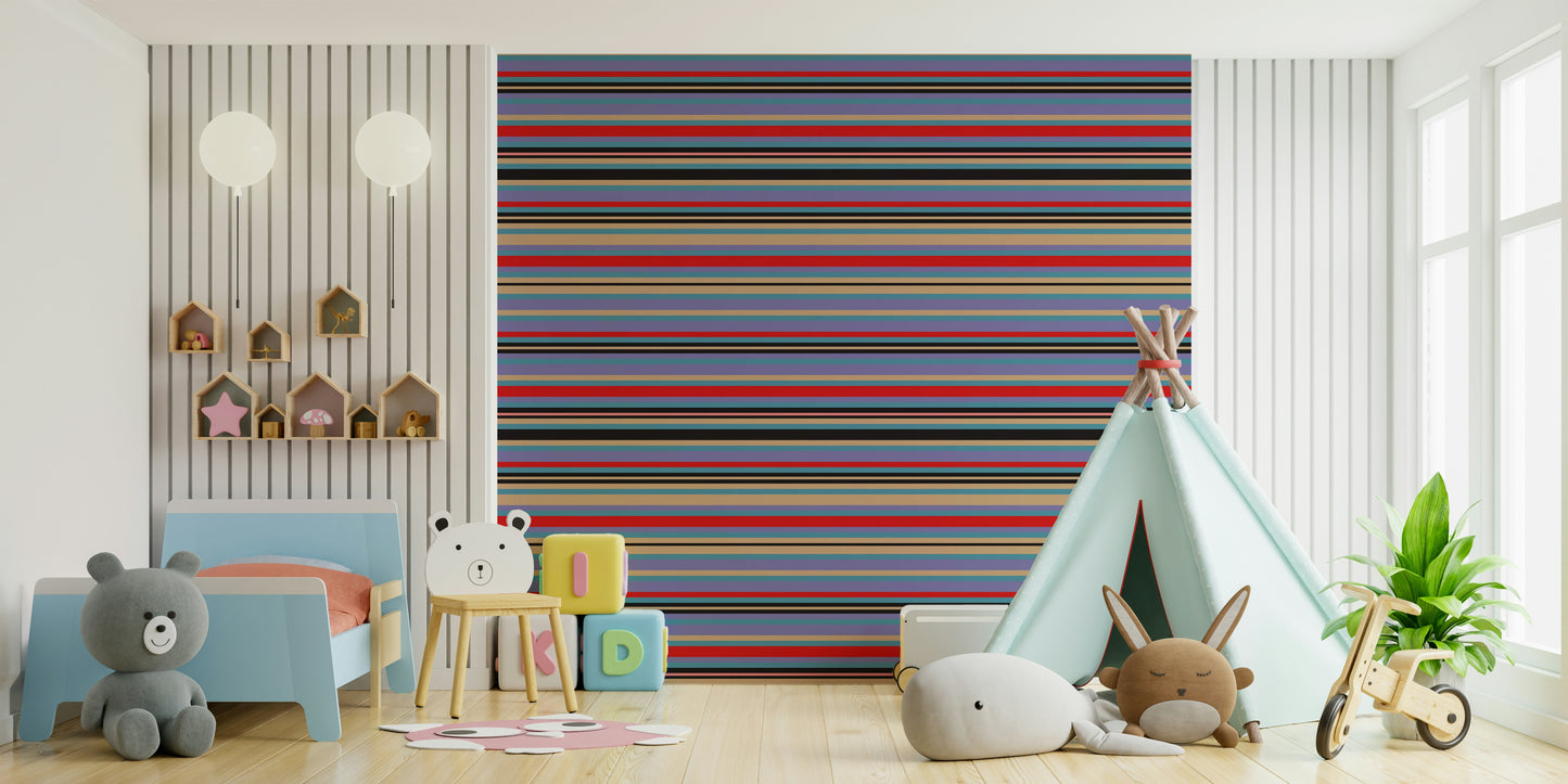 Mid-century modern Horizontal Classic Striped pattern, unique wall paper.