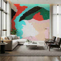 Abstract landscape mural. Lagoon Wall large scale art for walls.