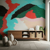Modern brushstroke art wallpaper. Lagoon Wall vibrant artistic pattern.