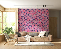 Pink Blue Blush Big Bloom Hydrangeas pattern. Removable wallpaper for home.