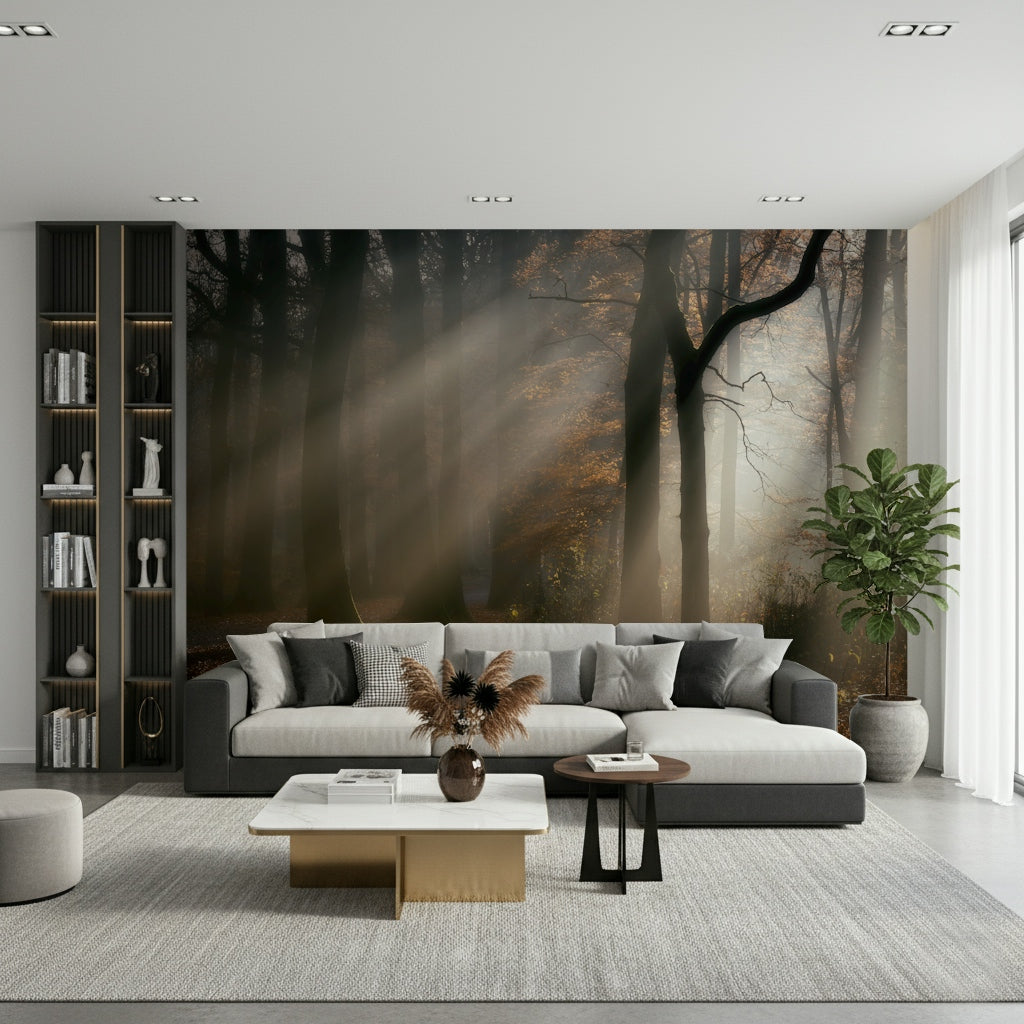 Wide landscape view showing Golden Haze beautiful light wallpaper.