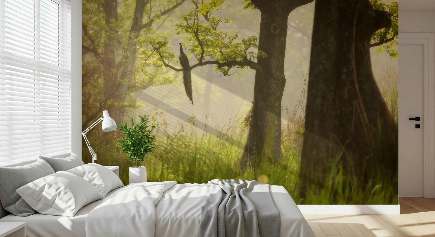 Scattered tall green grass in Enchanted Lush Forest peaceful design.