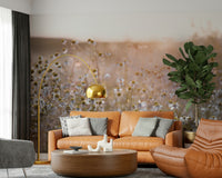 Shadowy plant stems featured in Meadow Bloom Sunset scenic wall mural.