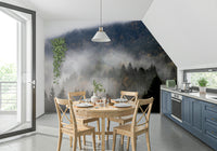 Wall mural Autumn Haze, inspiring natural view, cloudy mountain, deep green.